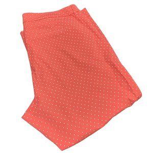 Old Navy Mid-Rise Secret Slim Pockets Pixie Pants Coral White Polk Dot